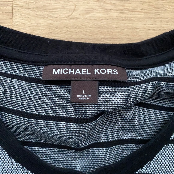 Michael Kors Men's Long Sleeve Shirt – Heather Gray and Black Stripes - Picture 5 of 5